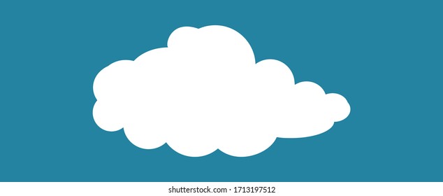 White cartoon cloud isolated on blue background. Cloud for web site, logo design and icon template. Creative modern concept. Cloud vector illustration