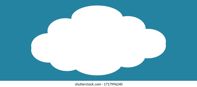 White cartoon cloud isolated on blue background. Cloud for web site, logo design and icon template. Creative modern concept. Cloud vector illustration