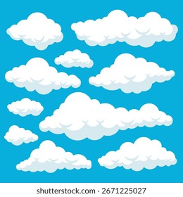 Nubes blancas de la historieta en el cielo azul – ilustración de la Colección de la nube del Vector