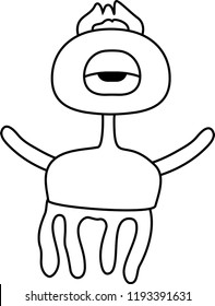 White cartoon cute monster vector