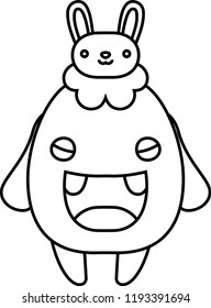 White cartoon cute monster vector
