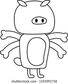 White cartoon cute monster vector