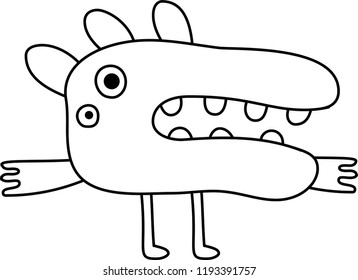 White cartoon cute monster vector