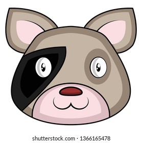 White cartoon dog with black detail vector illustartion on white background