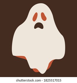 White Cartoon halloween ghost icon. Smiley and evil emotions