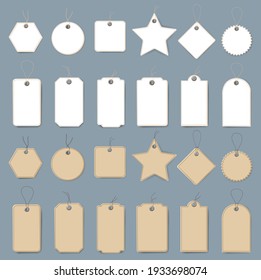 White And Cartoon Labels Set Isolated Grey Background With Gradient Mesh, Vector Illustration