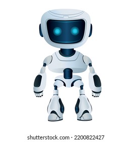 The white cartoon robot is standing