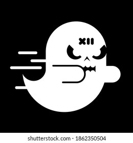 White Cartoon Scary Ghost Floating Chasing Angry