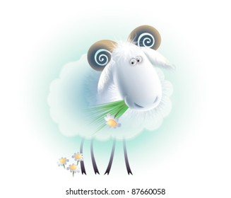 white cartoon sheep