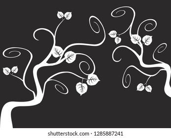 white cartoon swirl tree background
