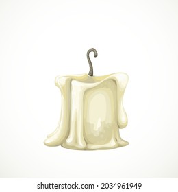 white cartoon wax candle gutter isolated on a white background