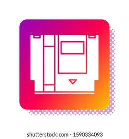 White Cartridge for retro game console icon isolated on white background. TV Game cartridge. Square color button. Vector Illustration