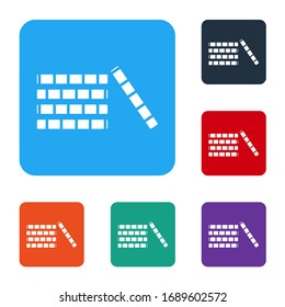 White Casino chips icon isolated on white background. Casino gambling. Set icons in color square buttons. Vector Illustration
