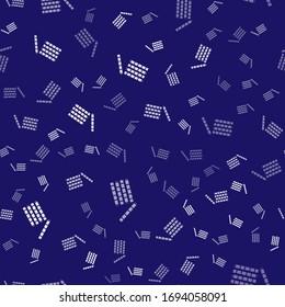 White Casino chips icon isolated seamless pattern on blue background. Casino gambling.  Vector Illustration