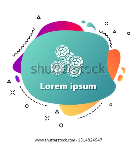 White Casino chips icon isolated on white background. Casino gambling. Abstract banner with liquid shapes. Vector Illustration