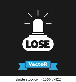 White Casino losing icon isolated on black background.  Vector Illustration