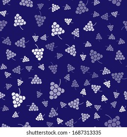 White Casino slot machine with grape symbol icon isolated seamless pattern on blue background. Gambling games.  Vector Illustration