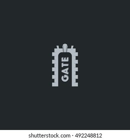 White castle gate vector logo design with black background