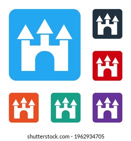 White Castle icon isolated on white background. Set icons in color square buttons. Vector