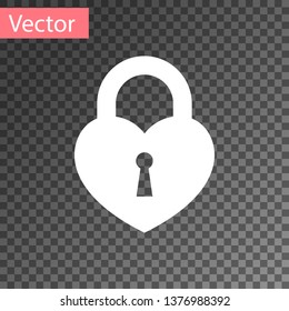 White Castle in the shape of a heart icon isolated on transparent background. Locked Heart. Love symbol and keyhole sign. Vector Illustration
