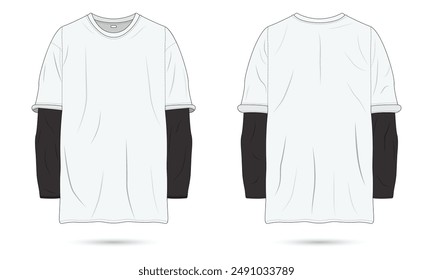 White casual t-shirt mockup front and back view