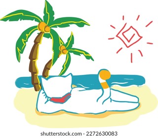 White Cat at the beach holiday leisure relax sunny day