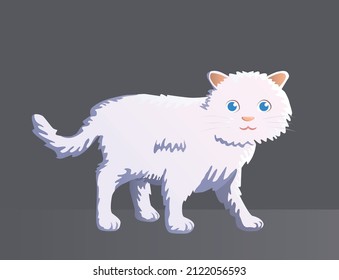 Gato blanco con los ojos azules como icono vector