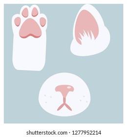 White cat body parts