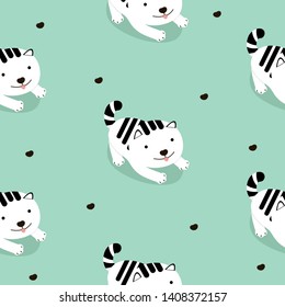 white cat cartoon seamless pattern