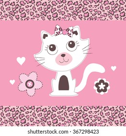 white cat cartoon, T-shirt design vector illustration