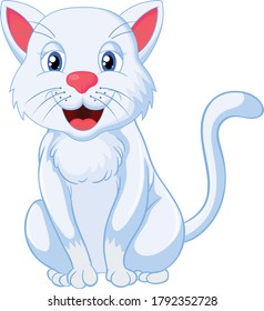 White Cat Cartoon vector art and illustration