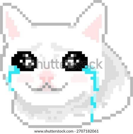 White Cat Crying with Blue Tears Kawaii Emoji