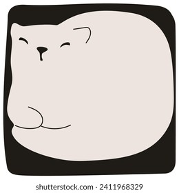 White cat. A fat pet. Cute kitten. Relax. Cartoon. Minimalism. Flat, vector illustration.