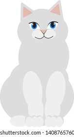 White cat flat illustration on white