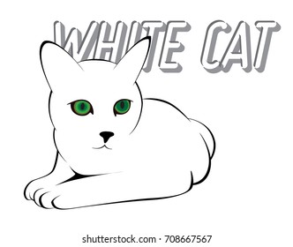 white cat green eye,