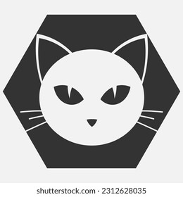 White cat head symbol in polygon