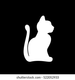white cat icon, illustration, vector,