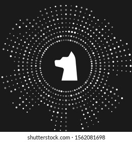 White Cat icon isolated on grey background. Abstract circle random dots. Vector Illustration
