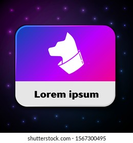 White Cat icon isolated on black background. Rectangle color button. Vector Illustration