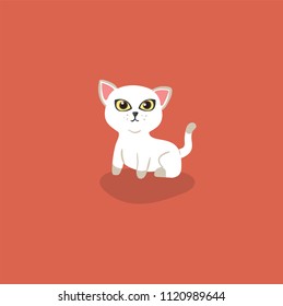 white cat illustration, cute character