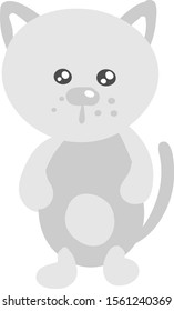 Gato blanco, ilustración, vector sobre fondo blanco.