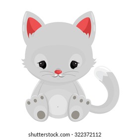 White cat isolated on white background