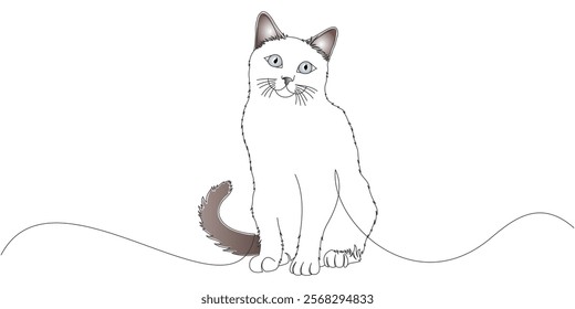 white cat line art vector design