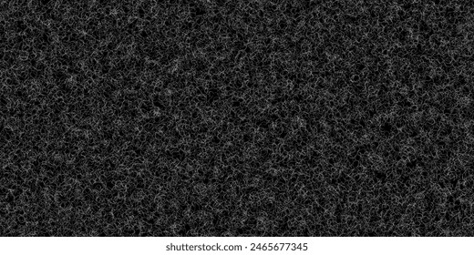 White cat lint on black fabric seamless pattern. Texture of animal fur on a dark background. Close-up of pet hair on clothes. Traces of rabbit or dog shedding on textile