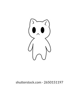 Mascote de gato branco. Caractere animal de estimação felino. Símbolo animal simples. Vetor de gatinho bonito.