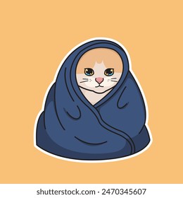 White Cat Meme Sticker Vector Cute Illustration 