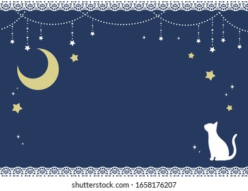 White cat and the moon