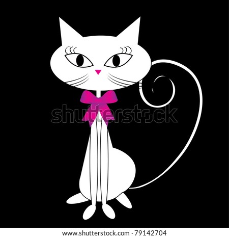 White Cat On Black Background Stock Vector (Royalty Free) 79142704
