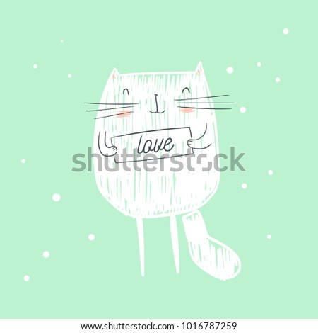 White cat with signa