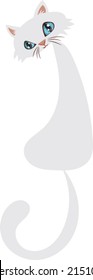 White Cat - Sitting - Clip Art - Vector Image